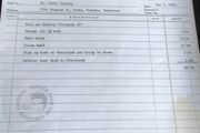 Elvis Memorabilia- Invoice from Russell Hardwick Boats to Elvis