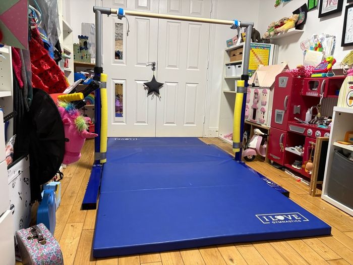 Adjustable Gymnastics High Bar and Gymnastics Mat