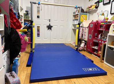 Adjustable Gymnastics High Bar and Gymnastics Mat