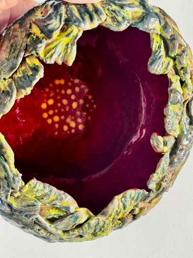 Hand Built Ceramic Bowl, Leaf Texture Pottery, Nature Inspired Bowl, Handmade Sculptural Dish, Unique Artisan Gift