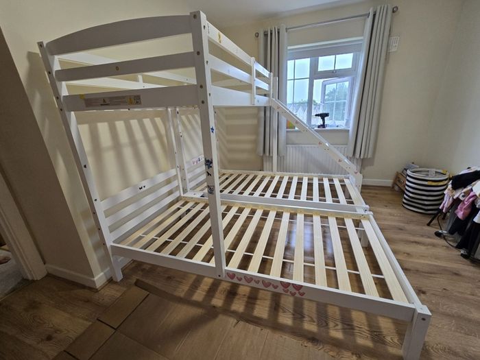 triple bunk bed with mattress