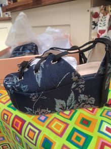 Public desire platform denim sandals