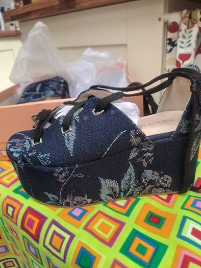 Public desire platform denim sandals