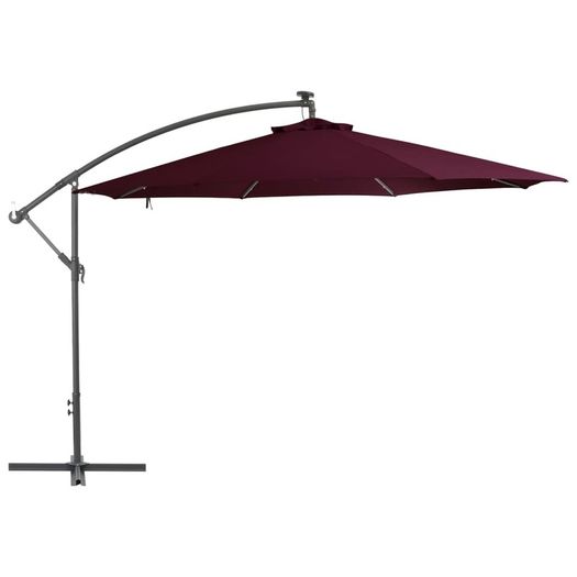 Cantilever Umbrella with LED Lights Bordeaux Red 350 cm