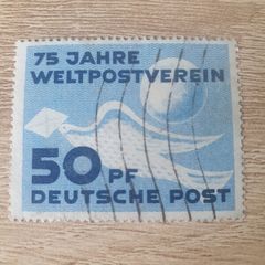 East Germany 1949 "75 Years Universal Postal Union UPU" 50 Pfennig Stamp cancelled - free standard postage