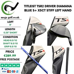 Titleist TSR2 Driver / 9 Degree / Diamana Blue S+ X5ct Stiff / Left Hand