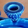 Blue Ceramic 3x Candle Holder Image 6
