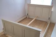 bed frame king size beige creamy, white, off-white, ivory, ecru, eggshell,  solid wood - no slats, nice solid  Headboard