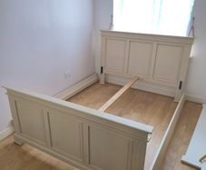 bed frame king size beige creamy solid wood - no slats, nice solid  Headboard
