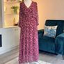 Burgundy & Cream Midi Dress from Pala D'oro Size L-XL / UK 14-16 / EU 42-44 Image 4