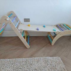 Wooden climbing frame