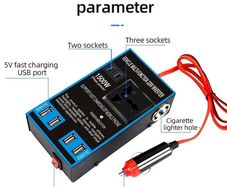 Car Power Inverter Converter DC to 240V AC with 4 UK Plug Sockets & USB Ports