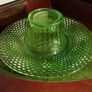 Uranium Glass Green Depression Footed Bowl Image 3