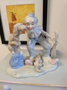 vintage ornament clown and his dog
