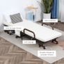 Folding Bed with Mattress, Single Guest Bed, Portable Fold Bed with Adjustable Backrest, Metal Frame on Wheels, White, 190 x 76 cm Image 6