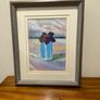 Artist Bridgette Grothe Neumann water colour painting of a flower in purple and blue hues. BRAND NEW. Image 3