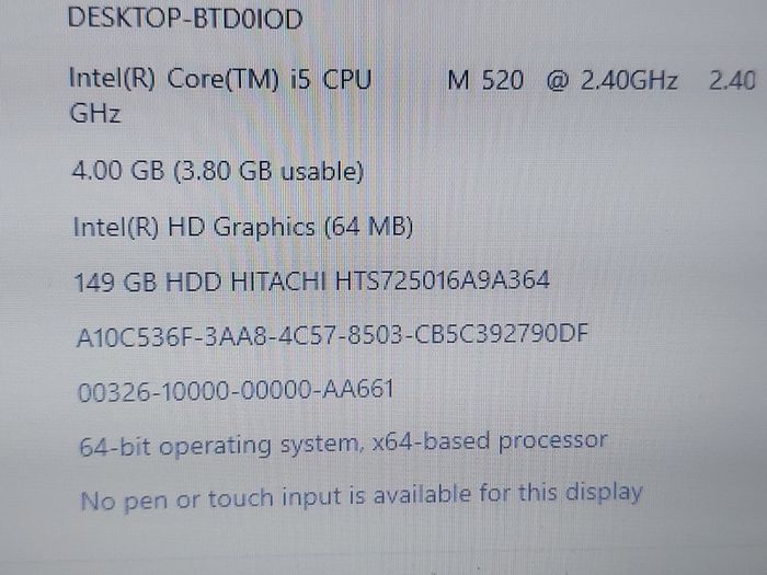 Lenovo Thinkpad T410, Intel Core i5 CPU M 520, 2.4GHz, Windows 10, 4GB Ram, 160GB HDD, Microsoft Edge, Chrome and VLC