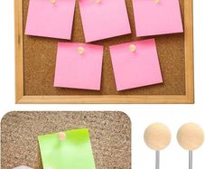 130-Pcs Wooden Push Pins, Natural Wood Thumb Tacks, Round Head Decorative Drawing Pins for Corkboard, Blackboard, Calendar, Maps