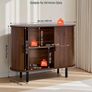 Coffee Bar Cabinet, Mid Century Fluted Coffee Bar Table, Buffet Stand Cabinet with 2 Sliding Doors Image 2