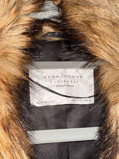 Zara Brown Faux Fur Coat Jacket Size S