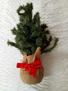 Tabletop Artificial Christmas Tree with Hessian Sack Base