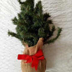 Tabletop Artificial Christmas Tree with Hessian Sack Base