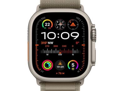 USED Apple Watch Ultra 2, GPS + Cellular 49mm, Smartwatch with Rugged Titanium Case & Olive Alpine Loop S. Fitness Tracker, Precision GPS