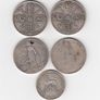 G.B. 4 x 2/-, Floirin, & 1 x Shilling 92.5% Silver Coins (1 holed)  ( no. G37) Image 2