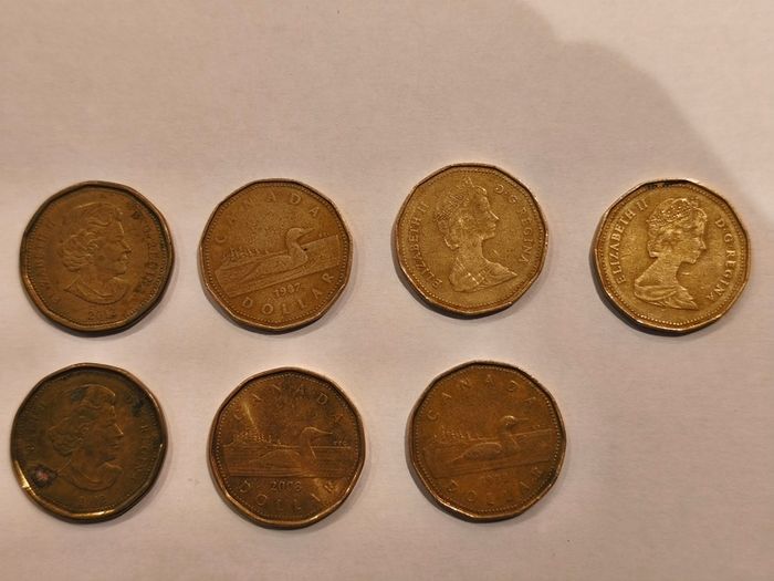 Canadian Coin Mixed Approx 70 Coins Canada Dollars Toonie