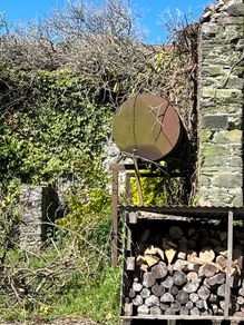 Scrap metal oil tank