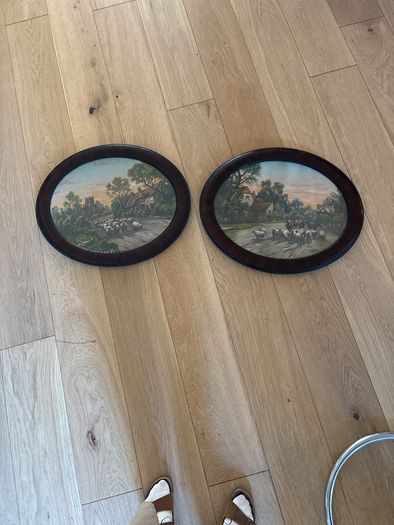 Two Antique oval pictures in beautiful wooden frame