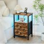 Bedside Table 2 with Charging Station, Side Table with LED Light Image 7