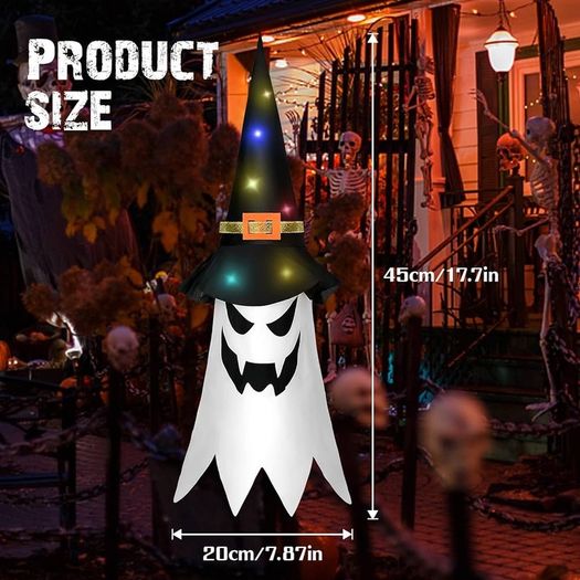 FREE SHIPPING Halloween Decorations Outdoor, Hanging Ghosts, Flying Ghost Hats, 5Pcs Halloween Glowing Witch Hats with Led LIghts, Scary Halloween Decor Outdoor Indoor for Home