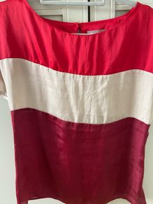 Red, maroon and fawn colour block top size 10