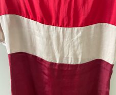 Red, maroon and fawn colour block top size 10