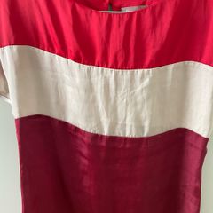 Red, maroon and fawn colour block top size 10