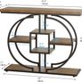 Narrow Console Table for Hallway 4-Tier Rustic Sofa Table with Circle Metal Base Industrial Wooden Entryway Table with Storage Shelves for Living Room Foyer Image 2