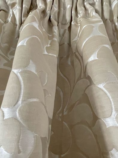 Gorgeous Silk Embossed Blackout Interlined Curtains with Silk Tie Back Ribbons 116"w x 86"d