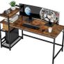 NEW SALE | Computer Desk, Computer Desk with Bookshelf, Study Computer Laptop Table with 4 Tier DIY Storage Shelves Writing Table for Home Office Bedroom,140x60x110cm Image 2