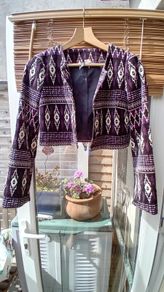 H+M Aztec Crop Velour Jacket