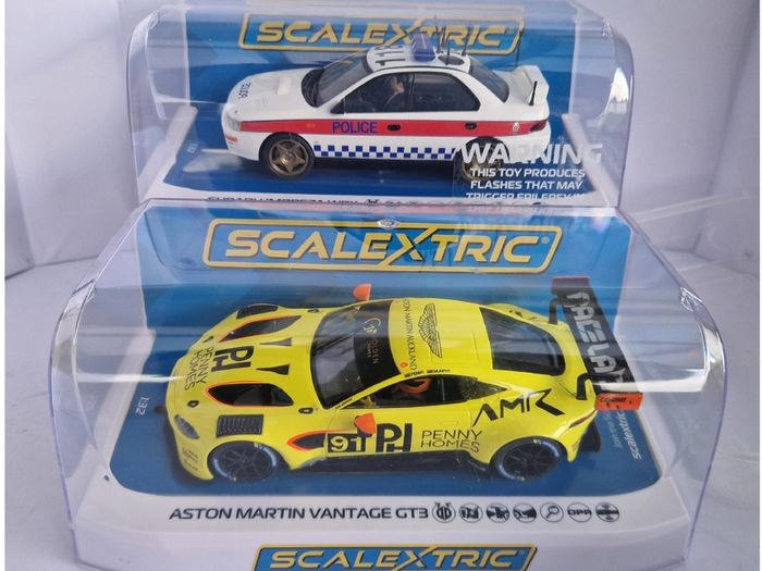 Scalextric Performance Car Twin Pack Subaru vs Aston martin Slot Cars ( C4429 + C4446 )