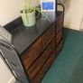 Black metal with fabric faux wood grain storage drawers Image 2