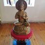 Large Solid Brass Buddha Statue & Stand Image 3