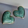 Gold Heart Marbled Turquoise Enamel Earrings Image 5