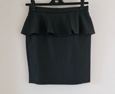 Black faux leather peplum skirt (knee length)