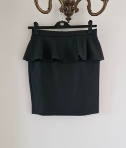Black faux leather peplum skirt (knee length)
