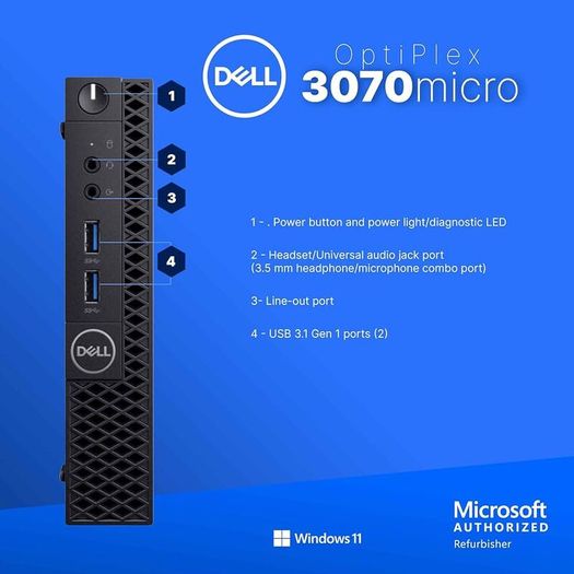 Mini Dell OptiPlex 3070 Micro Desktop PC Core i5 9thGen 8GB RAM 500GB SSD Windows 11 Pro HDMI