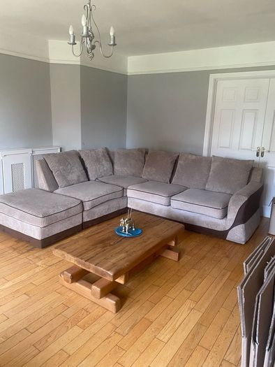 L sofa , swivel chair, foot