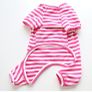Dog Clothes,Dog Classic Striped Pajamas Soft Cotton Jumpsuit Pug French Bulldog Onesies Costume for Cats Puppy Small Medium Dogs(Pink,S,M)L Image 3