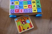 wooden cubes and wooden lego